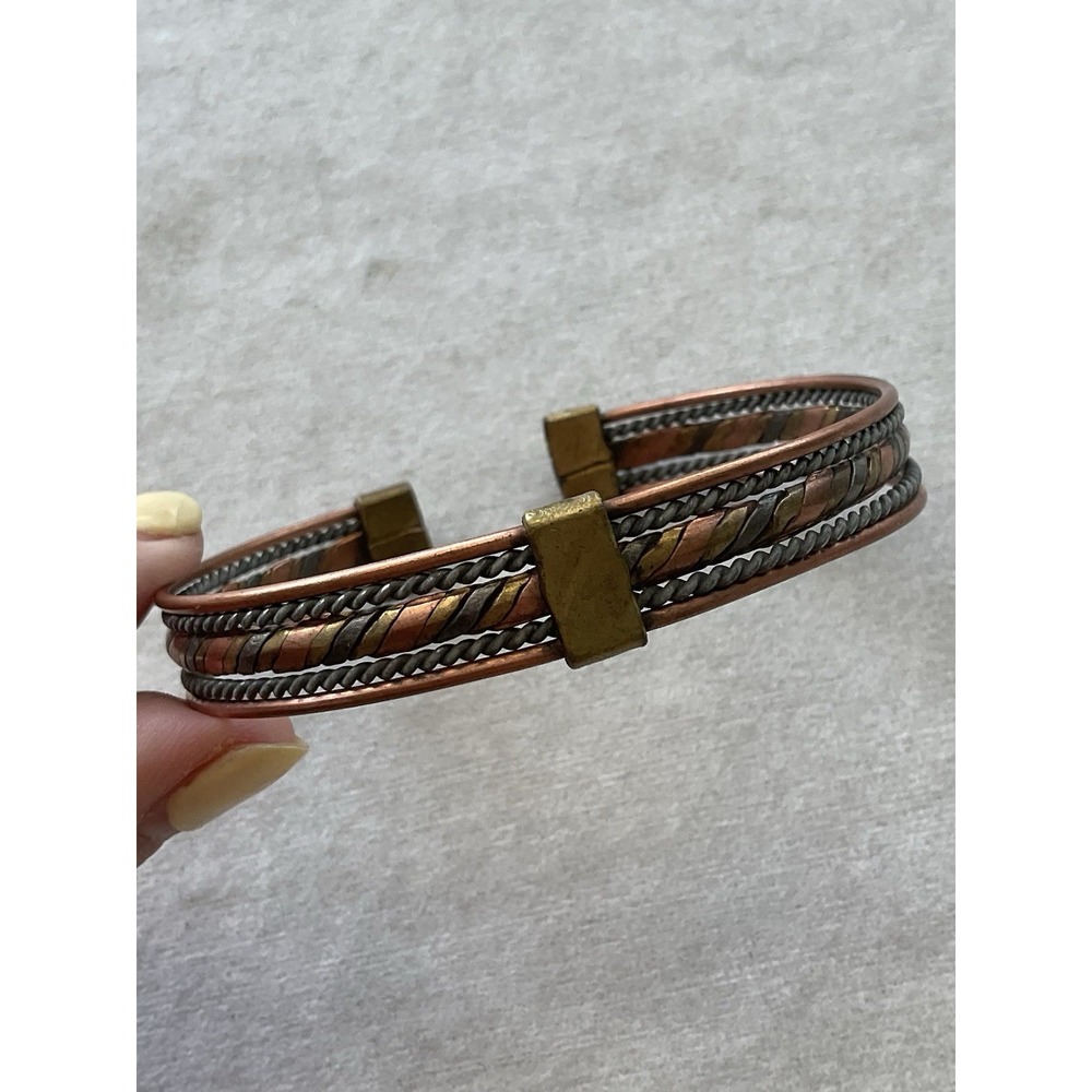 Vintage Copper & Brass Mixed Metal Cuff Bracelet Estate Jewelry